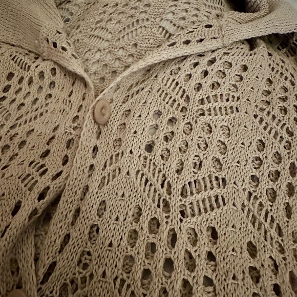 Beige Crochet Button Down Shirt - Picture 5 of 5